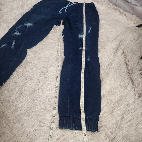 Women Pull-on Distressed Denim Joggers Elastic Waist Stretch Pants/ MEDIUM/NWOT - Picture 12 of 14
